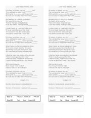 English Worksheet: Last Kiss By Pearl Jam Present perfect song
