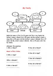 English Worksheet: my family