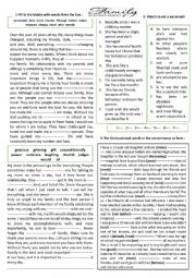 English Worksheet: family 3rd form
