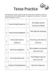 Tense Revision Dice Game