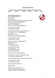 English Worksheet: Ghostbusters song (Fill in the gaps)