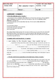 English Worksheet: 8th form mid term test 1