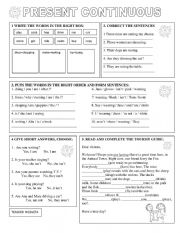 English Worksheet: PRESENT CONTINUOUS 