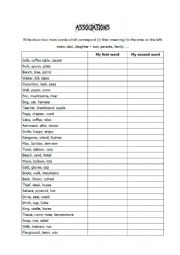 English Worksheet: ASSOCIATIONS