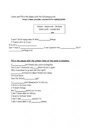 English Worksheet: future song 