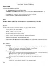 English Worksheet: Mulan text response essay