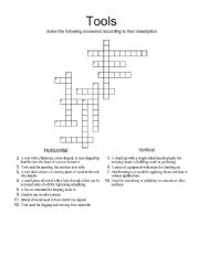 English Worksheet: Tools Crossword