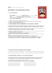 English Worksheet: Weirdo by Ahn Do - Chapter 1 Comprehension Worksheet