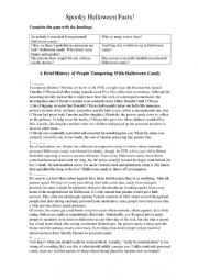 English Worksheet: Spooky Halloween Facts!