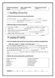 English Worksheet: mid 1st semester test n1