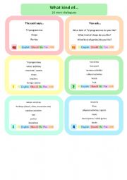 English Worksheet: 36 dialogues - What kind of