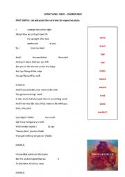 English Worksheet: Past Simple - Something I Need by OneRepublic