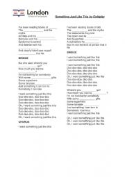 English Worksheet: Gap filling song; Cold play 