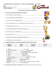 The Simpsons - modals worksheet