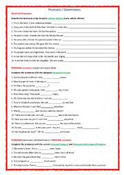 English Worksheet: Pronouns/ Determiners/ Question tags
