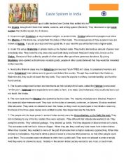 English Worksheet: The indian caste system