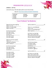 English Worksheet: ʃ vs. ʒ vs. s vs. z - Love Profusion pronunciation worksheet