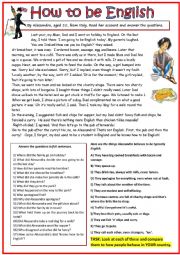 English Worksheet: How to be English