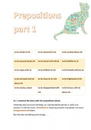 English Worksheet: Verbs,Adjectives, Nouns with Prepositions part 1