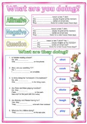 English Worksheet: What are you doing?