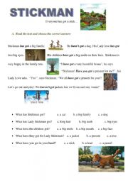 English Worksheet: HAVE GOT through STICKMAN, by JULIA DONALDSON