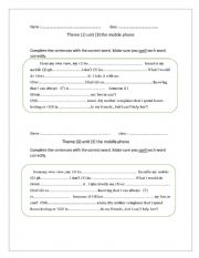 English Worksheet: Mobile phone