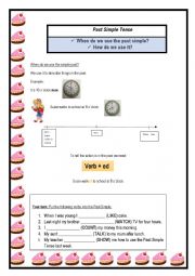 English Worksheet: Past Simple handout with exercises (regular verbs)