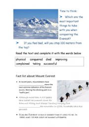 English Worksheet: Mount Everest Facts