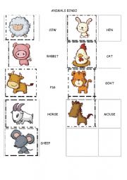 English Worksheet: Animals Bingo