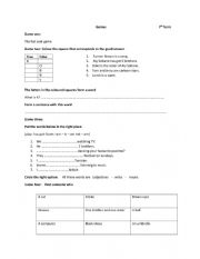 English Worksheet: third hour about family and hobbies
