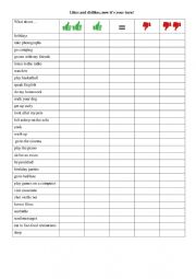 English Worksheet: likes and dislikes interview