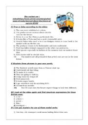 English Worksheet: The coolest  cars - video