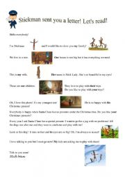 English Worksheet: POSSESSIVE ADJECTIVES using STICKMAN by Julia Donaldson