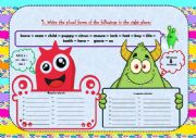 English Worksheet: Feed the two monsters  Regular and  Irregular plurals