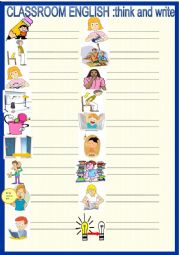 English Worksheet: Classroom language : Think and write