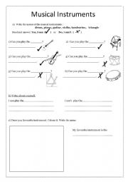 English Worksheet: CAN- MUSICAL INSTRUMENTS