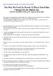 English Worksheet: Travelling - Compare past and present habits (part 1)
