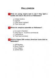 English Worksheet: Halloween Quiz