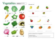 English Worksheet: Fruits and Vegetables Exercise