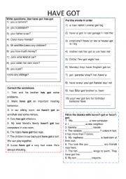 English Worksheet: HAVE GOT exercise