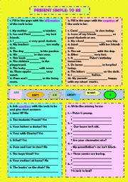 English Worksheet: present simple To be + key