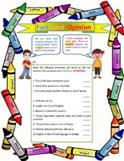 English Worksheet: FACT AND OPINION