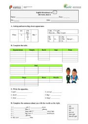 English Worksheet: worksheet appearance