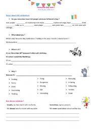 English Worksheet: Favourite day ever St Patrick ceclebration