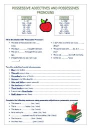 English Worksheet: POSSESSIVE ADJECTIVES AND PRONOUNS