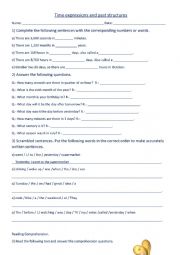 English Worksheet: Time expressions and Past structures