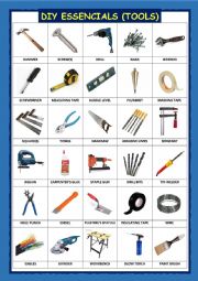English Worksheet: working TOOLS , THE ESSENSIALS FOR DIY WORK 