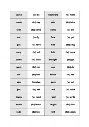 Irregular verb forms domino (simple past)