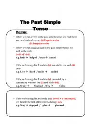 English Worksheet: explanation of th past simple tense and some exrcises