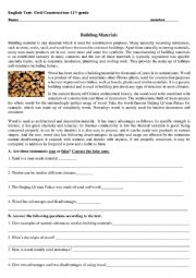 English Worksheet: Building materials